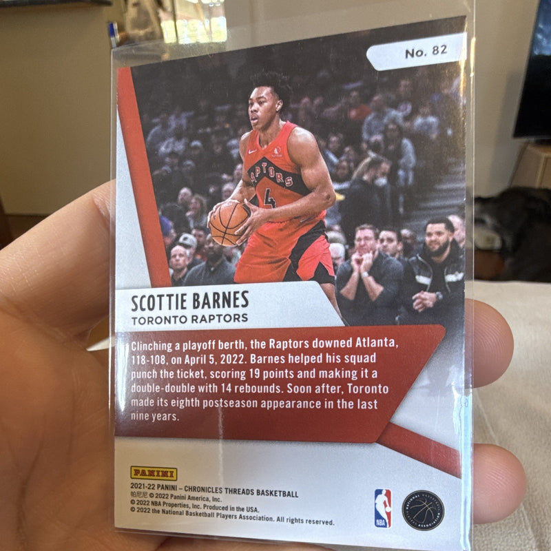 Panini Threads 2021 22 Scottie Barnes Rookie RC #82 Toronto Raptors1