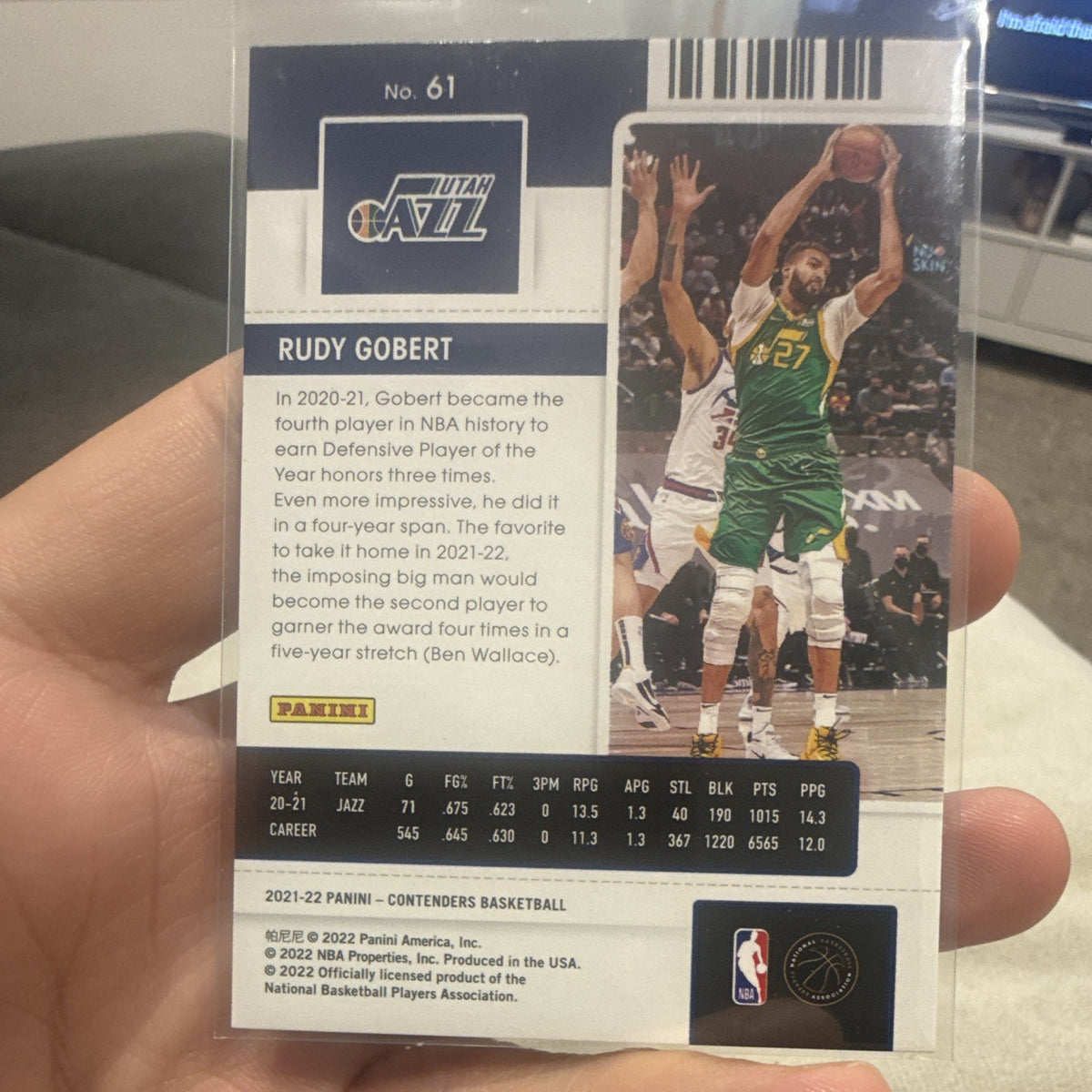 Rudy Gobert Game Ticket 2021 22 Panini Contenders Basketball 61 Utah Jazz /251