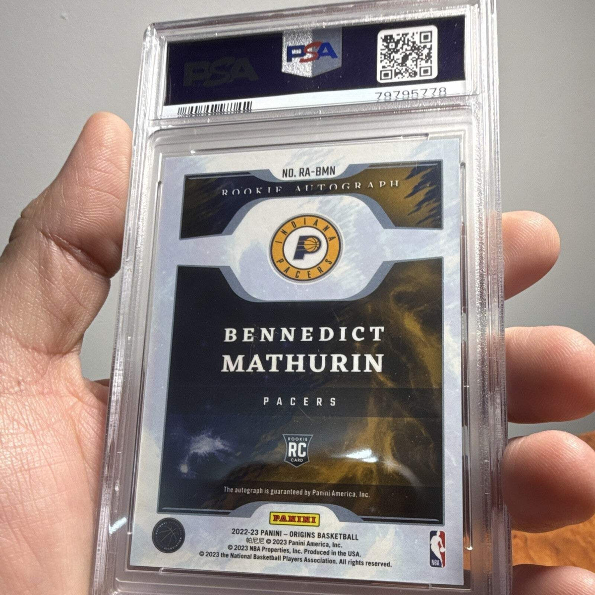 2022 23 Panini Origins Bennedict Mathurin Rookie Auto RA BMN PSA 9/10 Pacers4