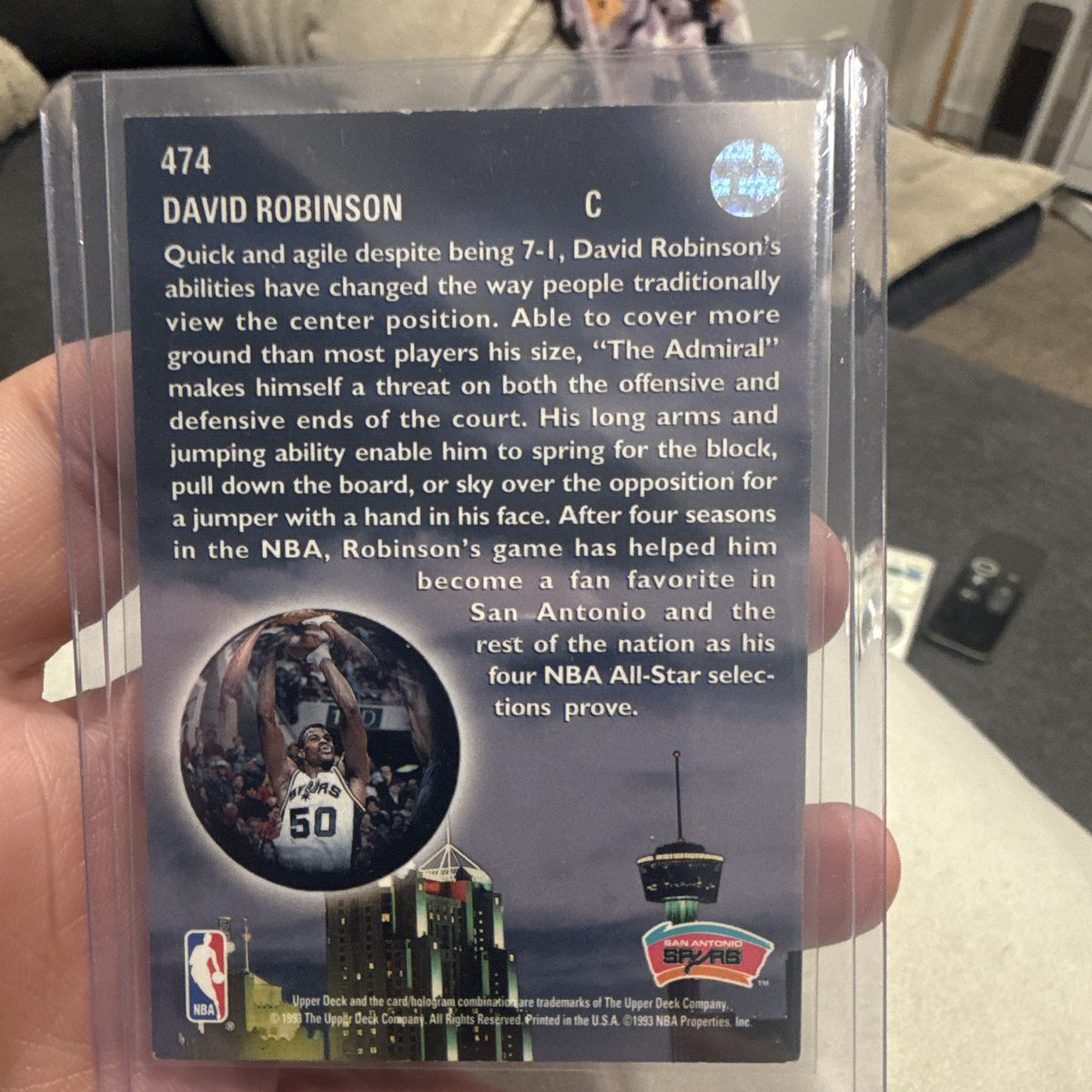 Upper Deck 1993 Skylights Insert David Robinson San Antonio Spurs #474 NBA1