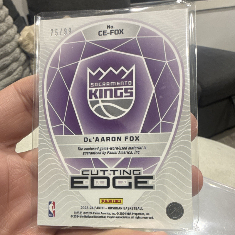 Panini Obsidian Cutting Edge De'Aaron Fox CE FOX Sacramento Kings 75/991