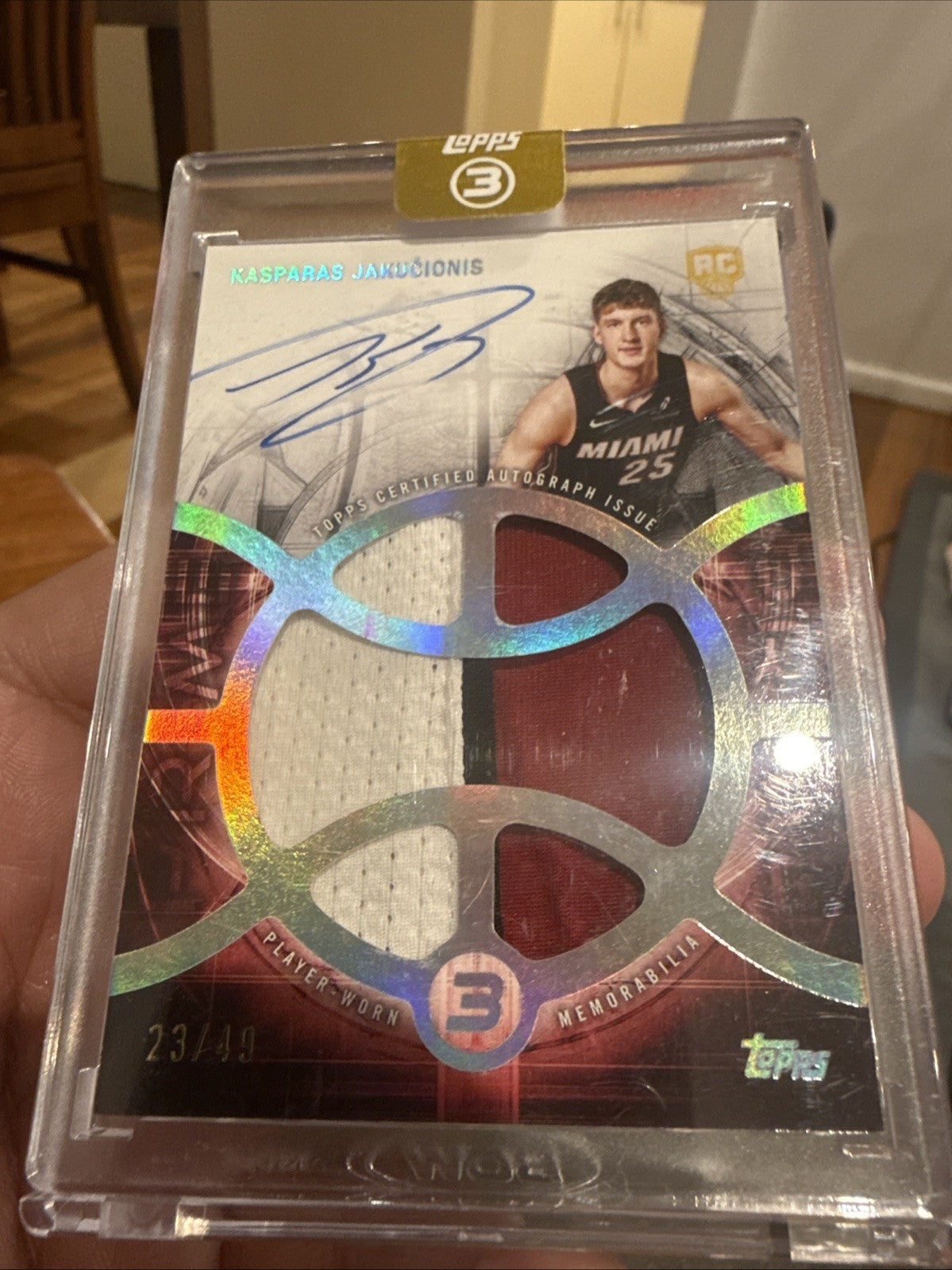 Kasparas Jakucionis 2025 26 Topps Three 3  Patch Auto RC /490