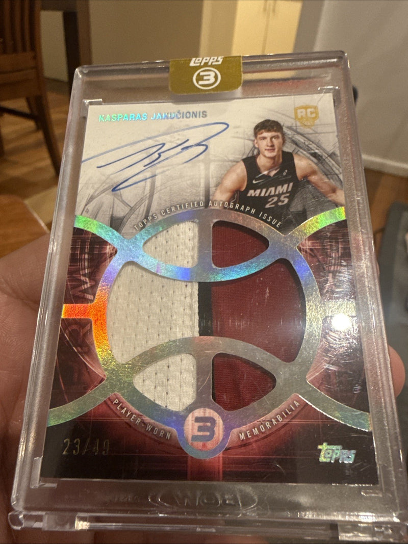 Kasparas Jakucionis 2025 26 Topps Three 3  Patch Auto RC /490