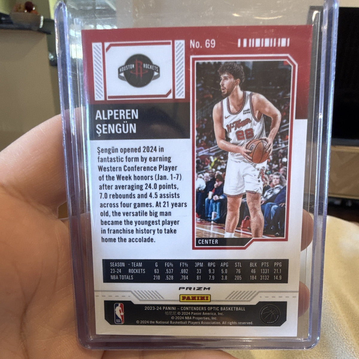 Panini 2023 24 Contenders Optic Season Ticket #69 Alperen Sengun Rockets1