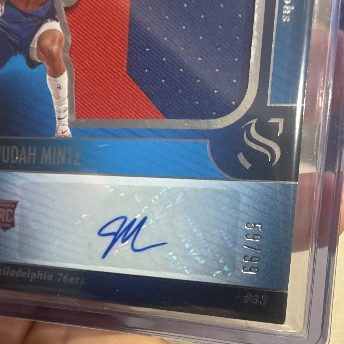Panini Silhouette Autographs Judah Mintz RC Auto Patch #33 76ers Serial #/992