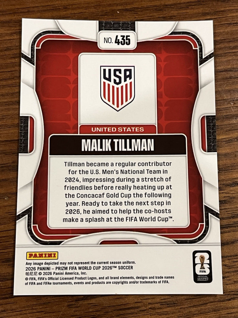 Panini Prizm 2026 FIFA World Cup Base Set Malik Tillman #435 United States2