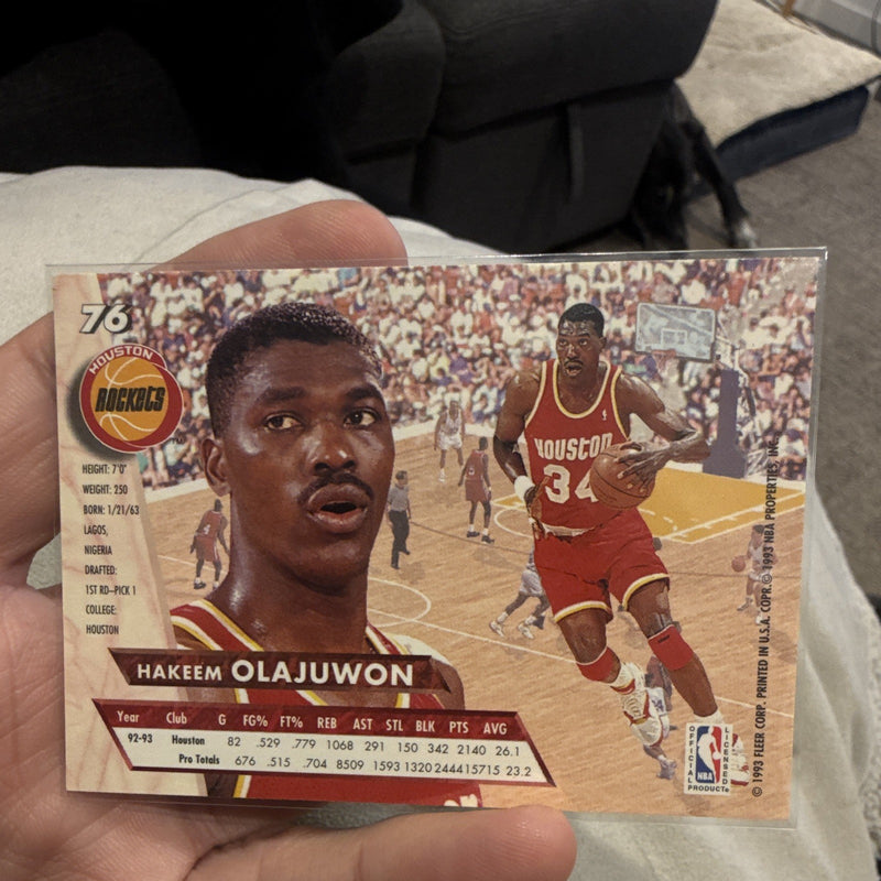 Fleer 1993 Fleer Ultra #76 Hakeem Olajuwon Houston Rockets NBA Card1