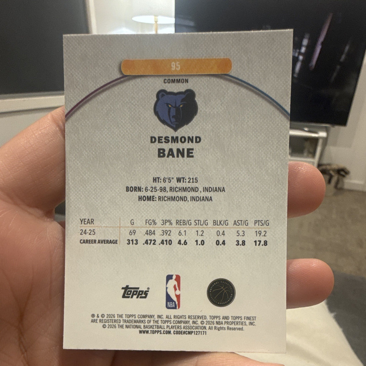 Topps Finest Desmond Bane Base Set Memphis Grizzlies 95 24-251