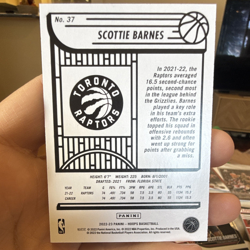 Panini 2022 23 NBA Hoops Scottie Barnes Rookie 37 Toronto Raptors1