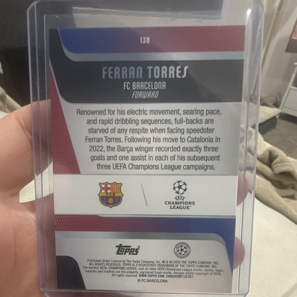 Topps Ferran Torres Yellow Refractor Topps Chrome UEFA Champions League 1381