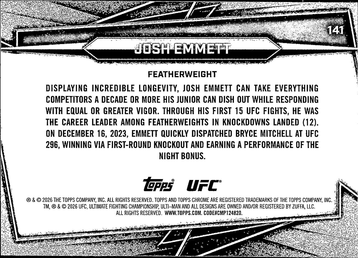 Josh Emmett Base 141 Topps Chrome NM1