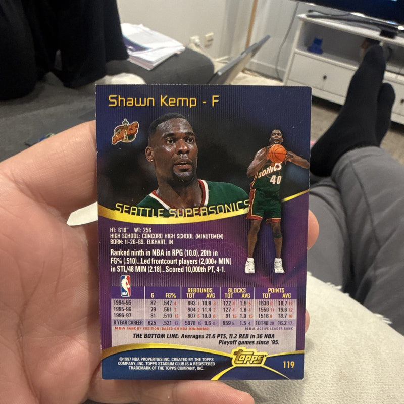 Topps Stadium Club Shawn Kemp Base Seattle SuperSonics 1997 #1191