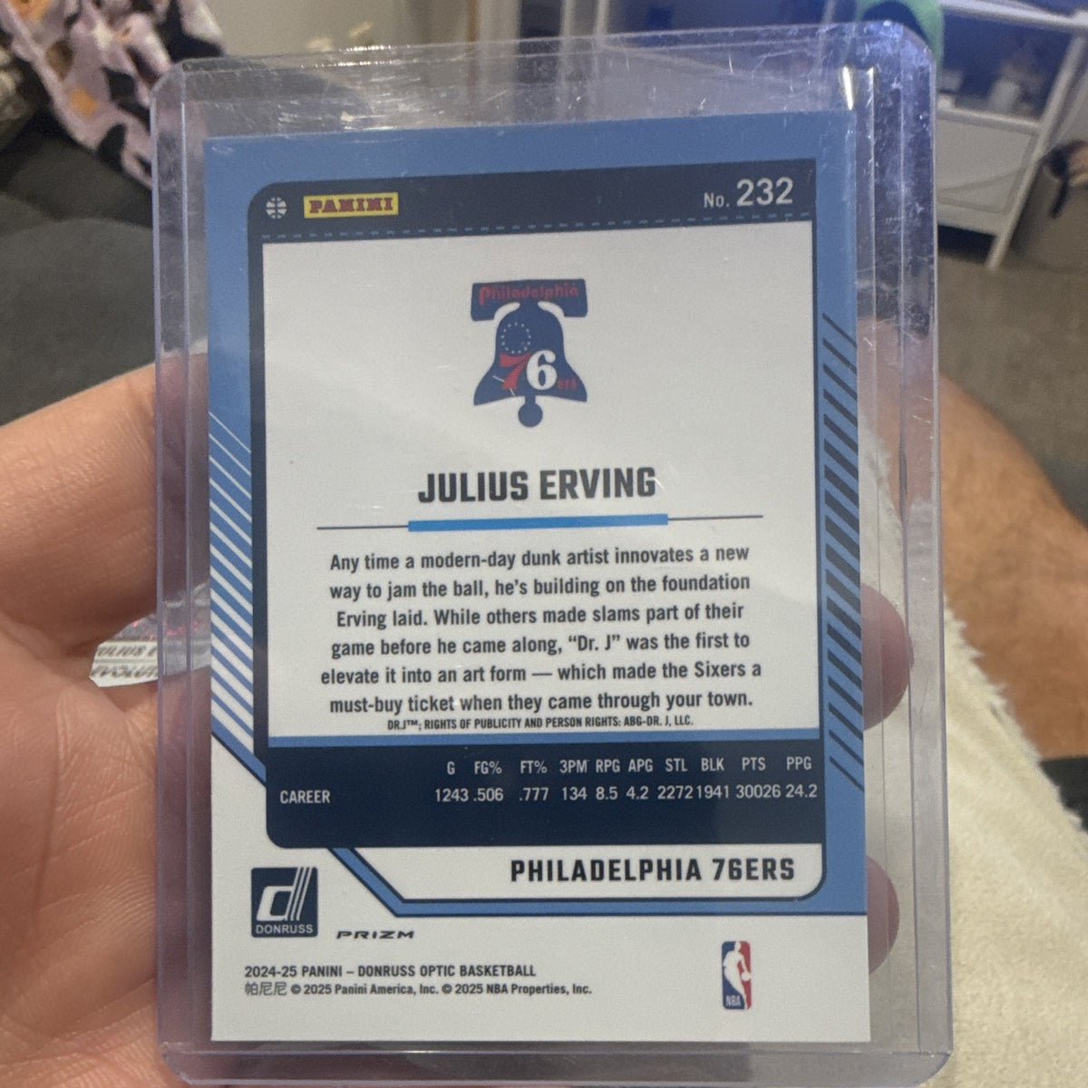 Panini Donruss Optic 2024 25 Basketball Julius Erving Legends Prizm #232 76ers1