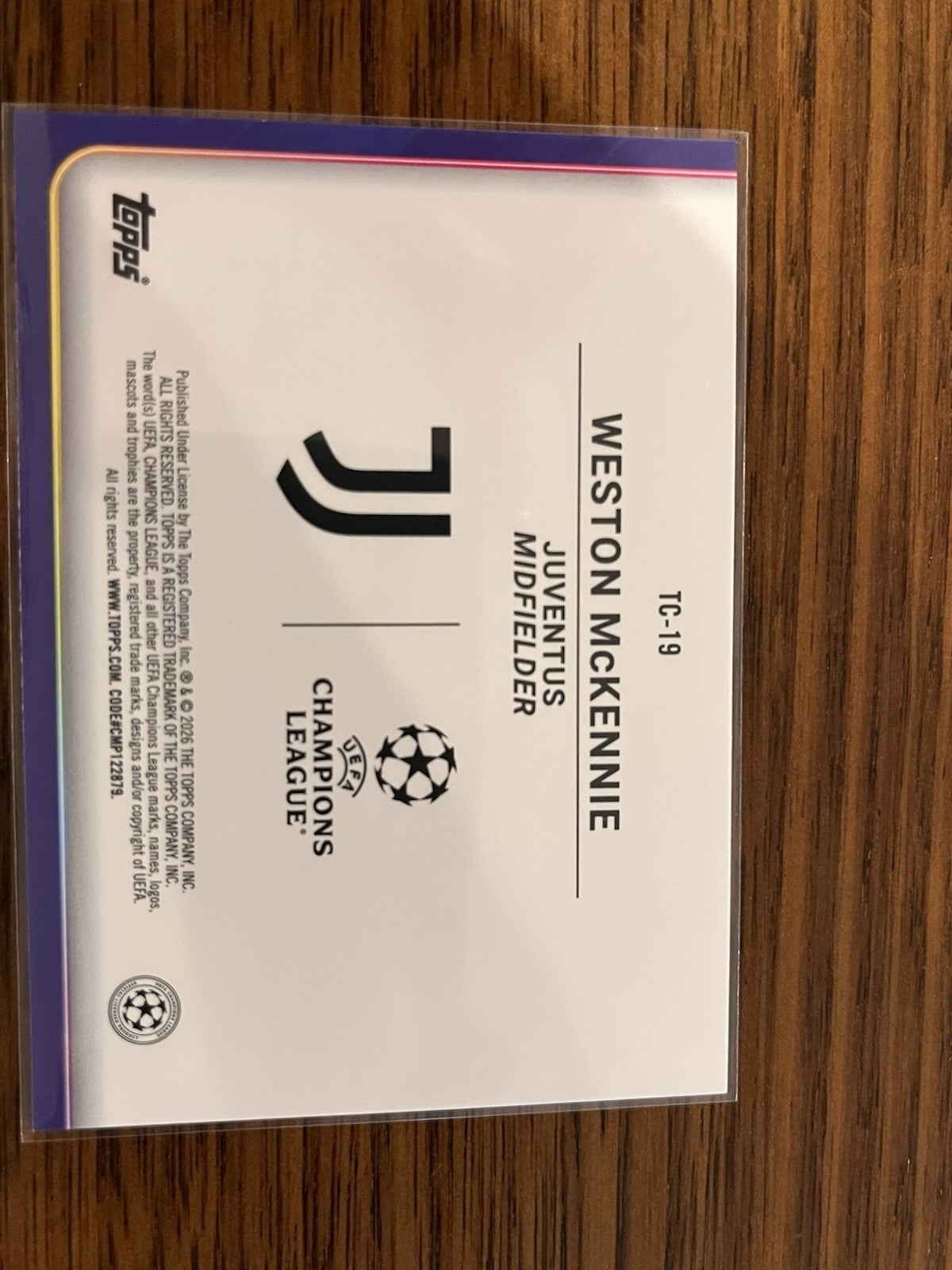 Topps Weston McKennie Trophy Chasers TC 19 UEFA Champions League Juventus2