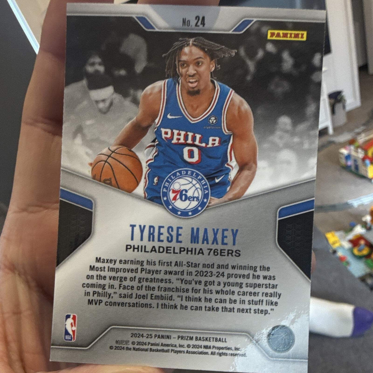 Panini Prizm 2024 25 Dominance Tyrese Maxey Insert No. 24 76ers Card1