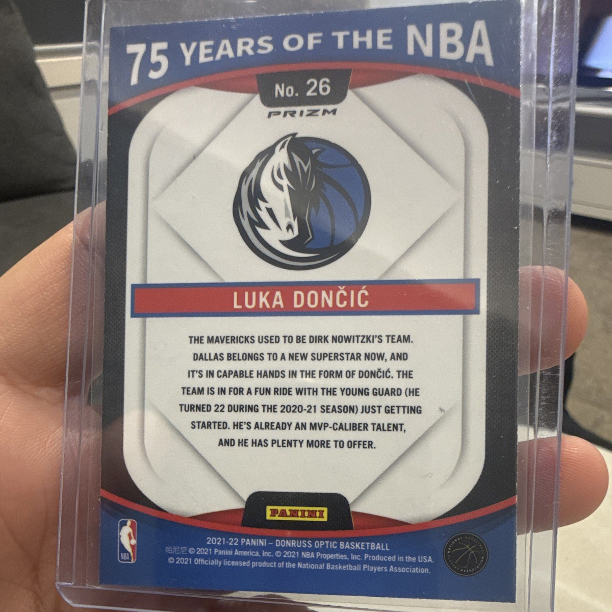 Panini Donruss Optic 2021 22 Luka Dončić 75 Years Prizm No. 26 Mavs1