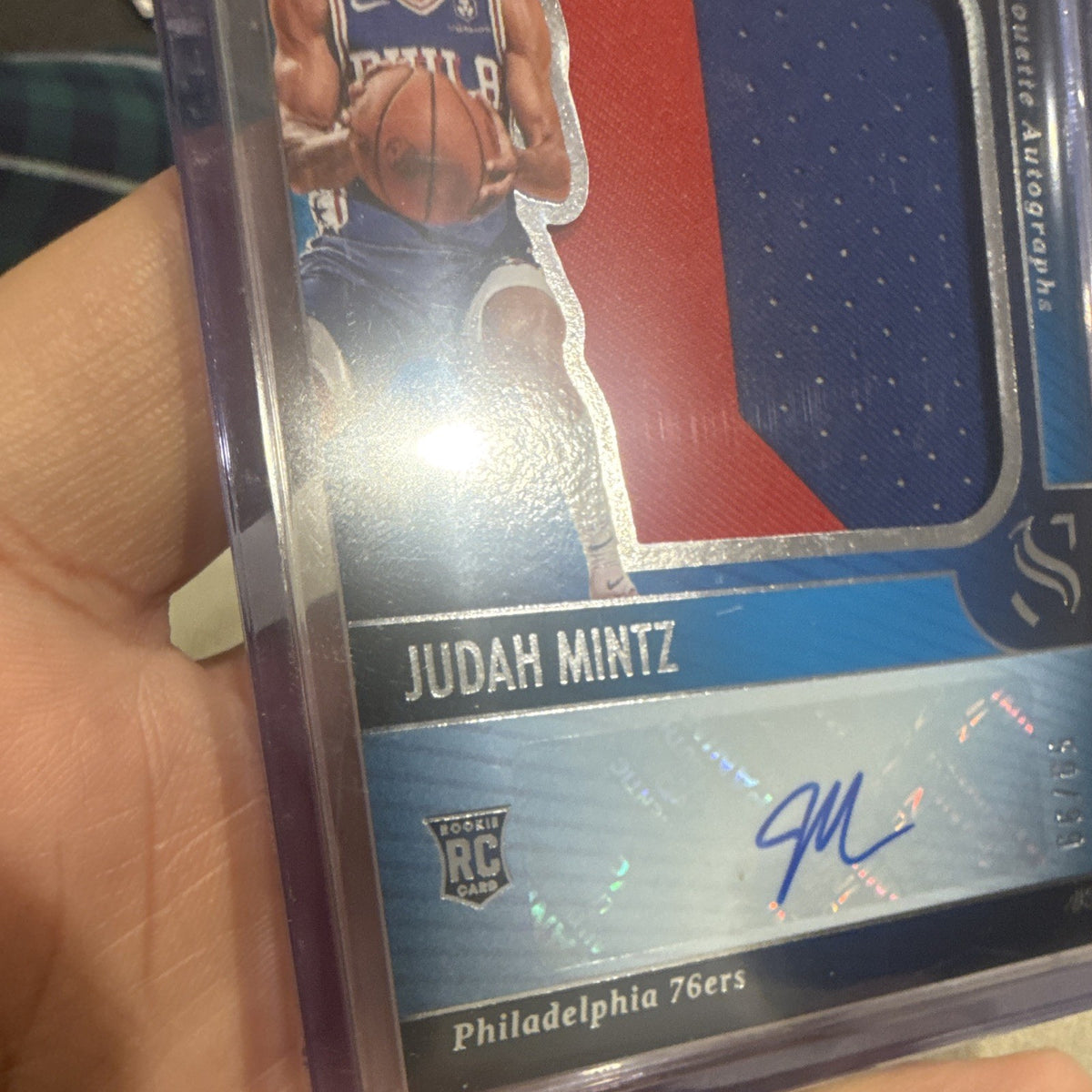 Panini Silhouette Autographs Judah Mintz RC Auto Patch #33 76ers Serial #/993