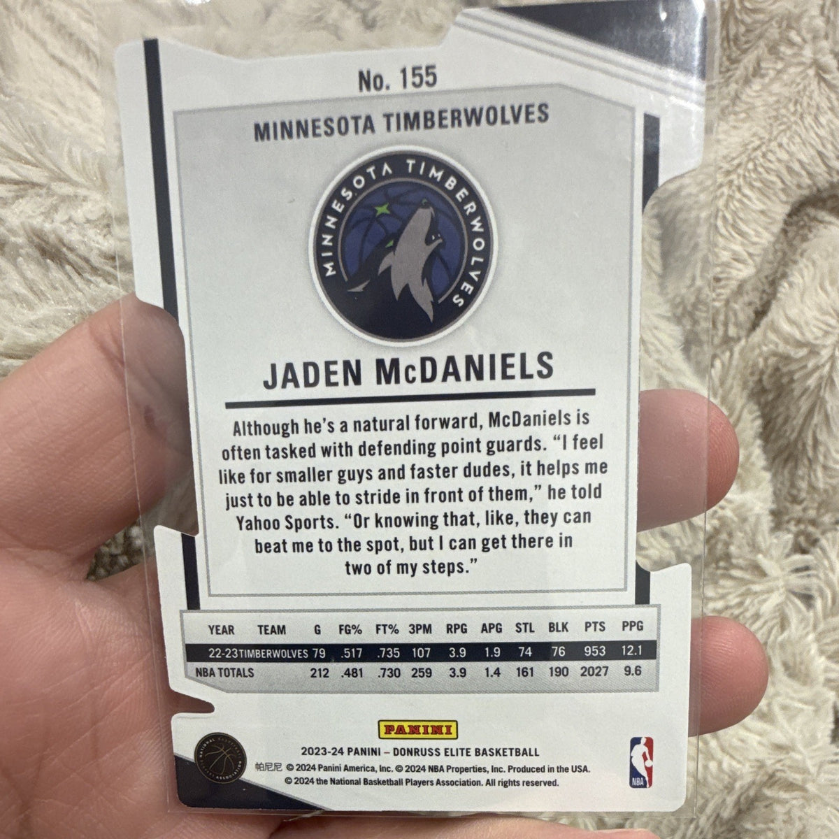 Panini Donruss Elite 2023 24 Jaden McDaniels Parallel #155 67/97 Timberwolves1