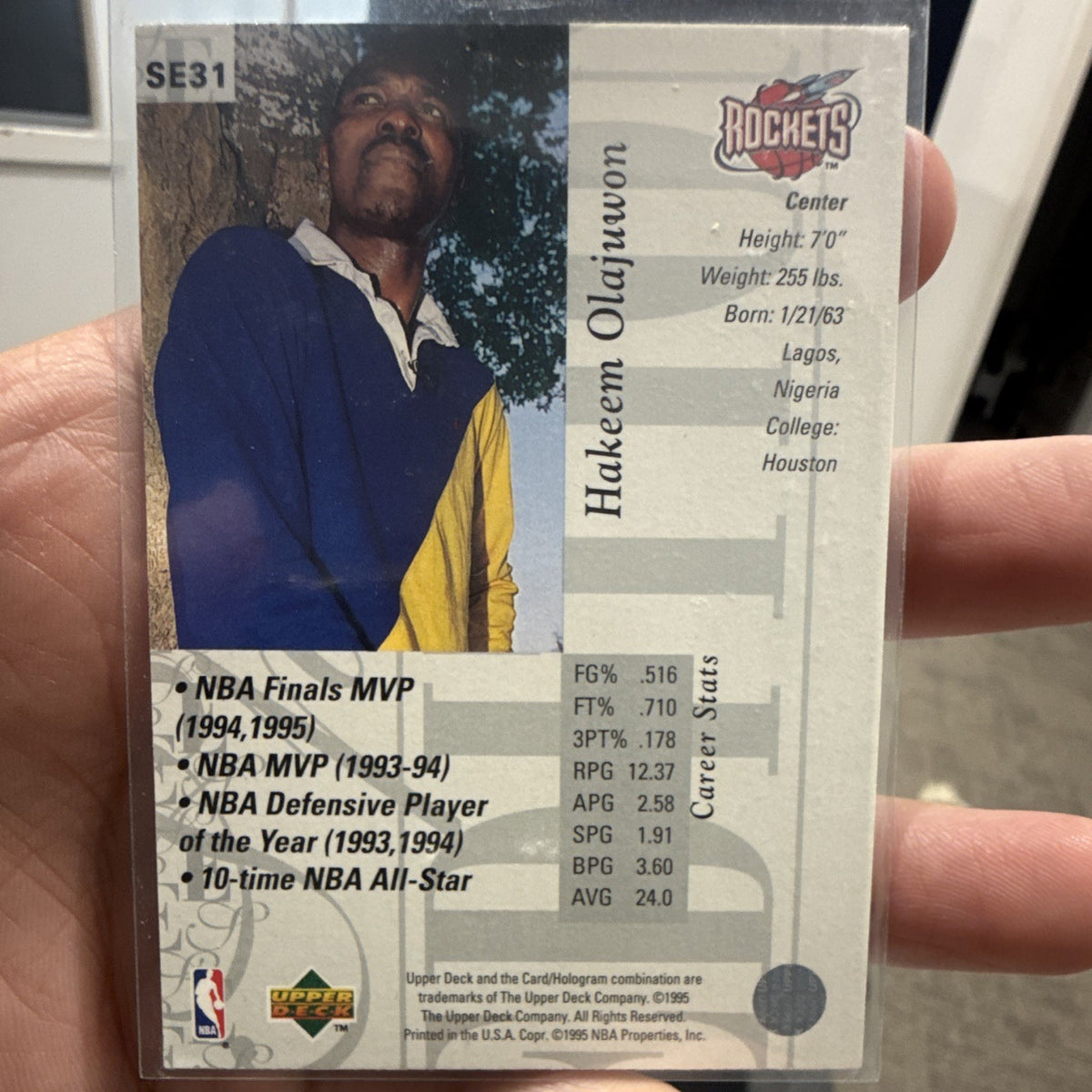 Upper Deck Hakeem Olajuwon Special Edition Insert 1995 SE31 Houston Rockets1