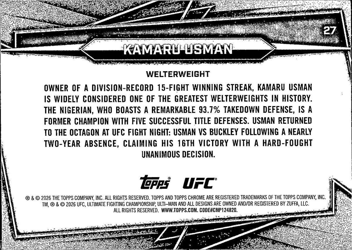 Kamaru Usman Base 27 Topps Chrome NM1