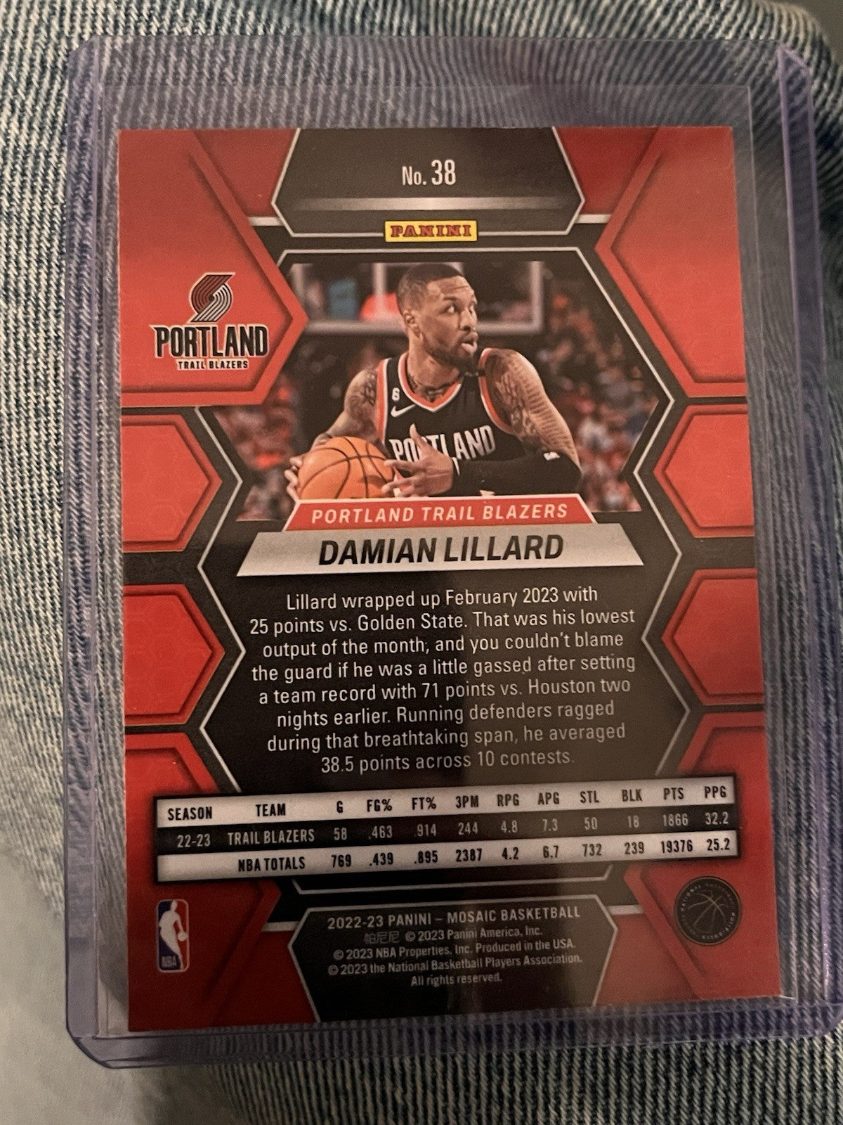 Panini 2022-23 Mosaic Basketball Damian Lillard Base #38 Trail Blazers2