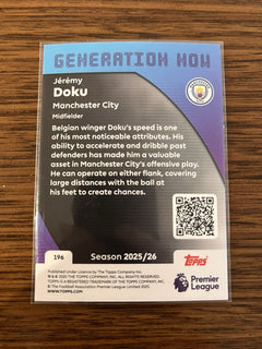 Topps Premier League Generation Now Jérémy Doku Manchester City 2025/26 #1962
