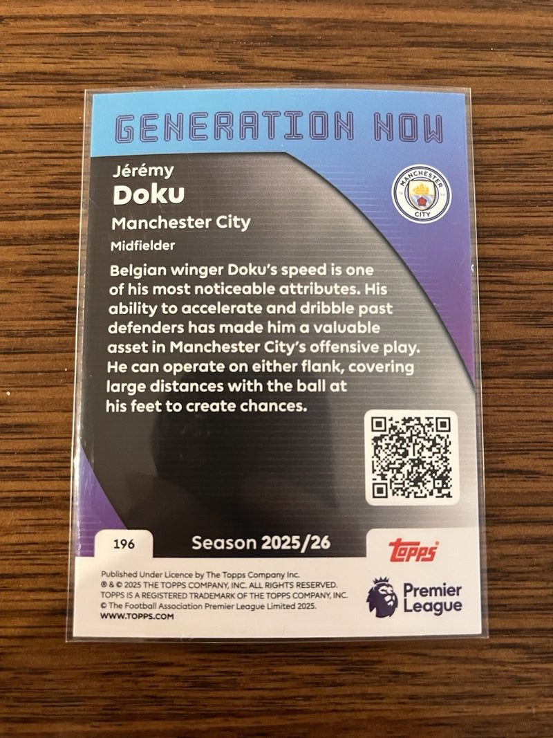 Topps Premier League Generation Now Jérémy Doku Manchester City 2025/26 #1962