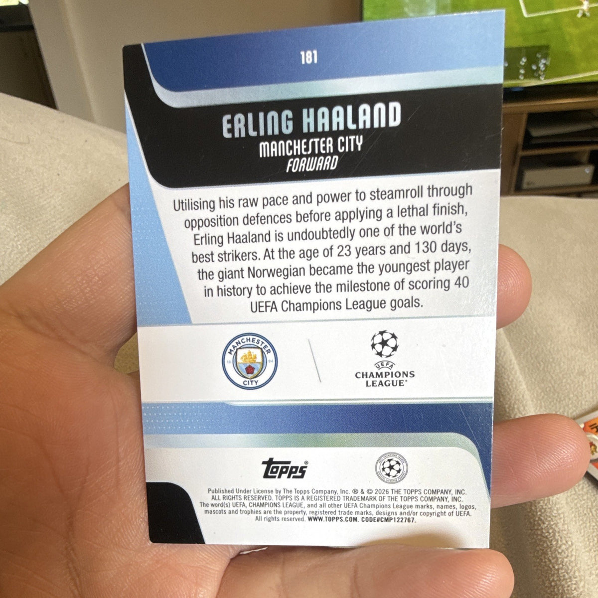 Topps UEFA Champions League Erling Haaland Man City 2026 Sticker #1811