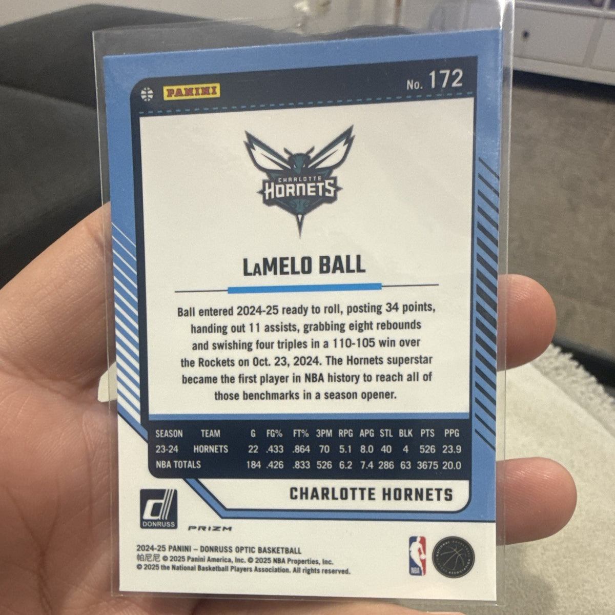 Panini Donruss Optic 2024 25 LaMelo Ball Charlotte Hornets #172 Parallel1