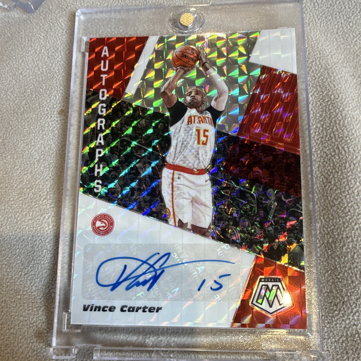 Panini Mosaic 2019 20 Vince Carter Auto Prizm AM VCT Atlanta Hawks0