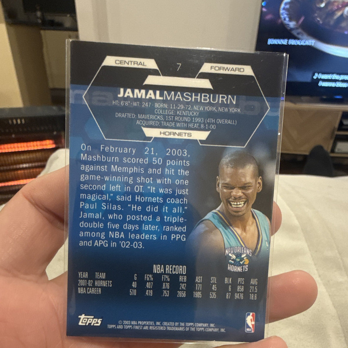 Topps Finest Ward Forward Jamal Mashburn New Orleans Hornets 2002 03 #71