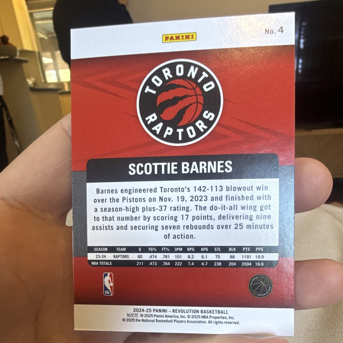 Panini Revolution Scottie Barnes Toronto Raptors No. 4 Parallel1