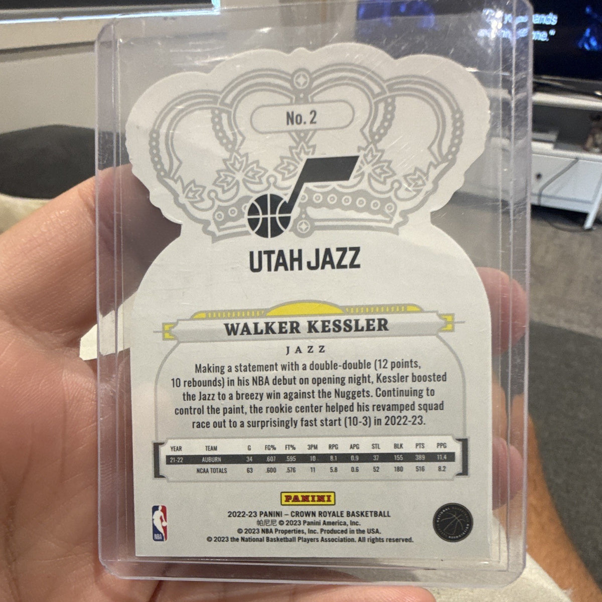 Panini 2022 23 Crown Royale Basketball Walker Kessler Rookie Die Cut #21
