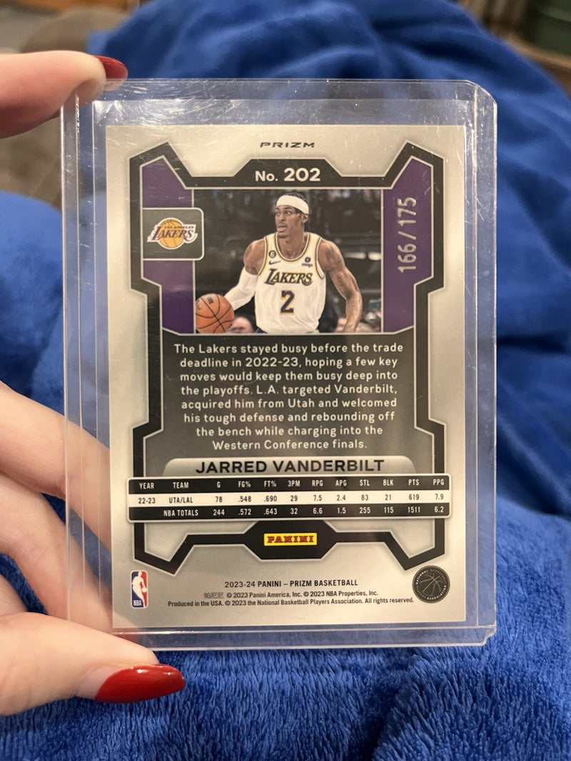 Panini Prizm 2023 24 Jarred Vanderbilt LA Lakers #202 Purple Prizm 166/1752