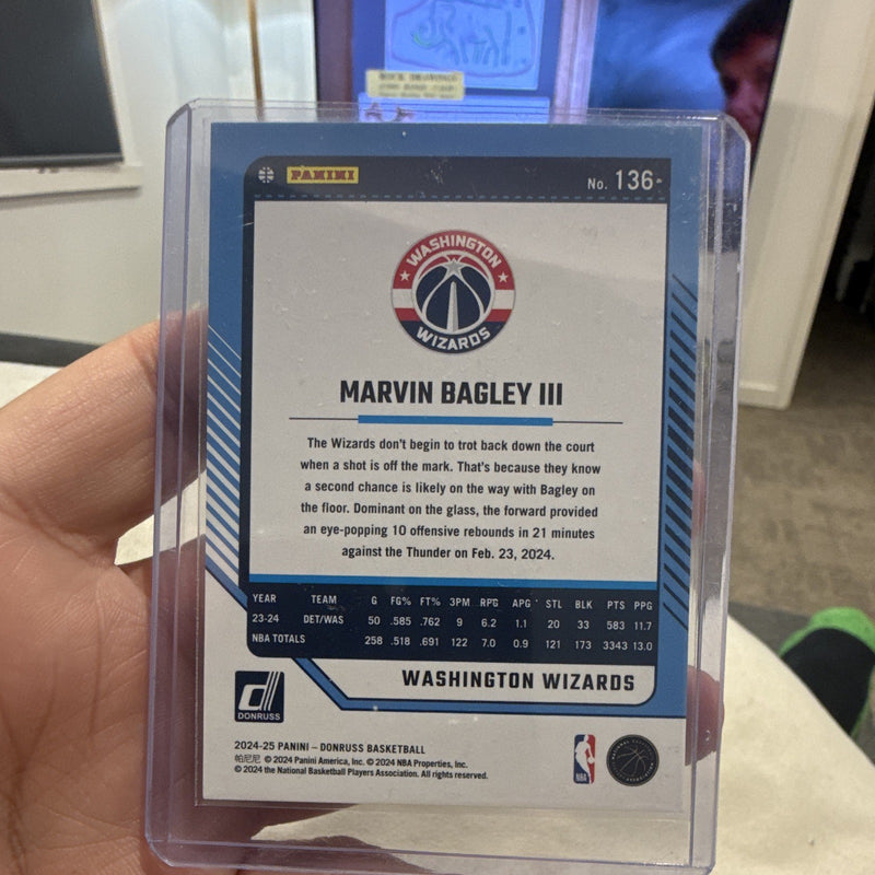 2024 25 Panini Donruss Marvin Bagley III Parallel #136 Wizards 063/1251