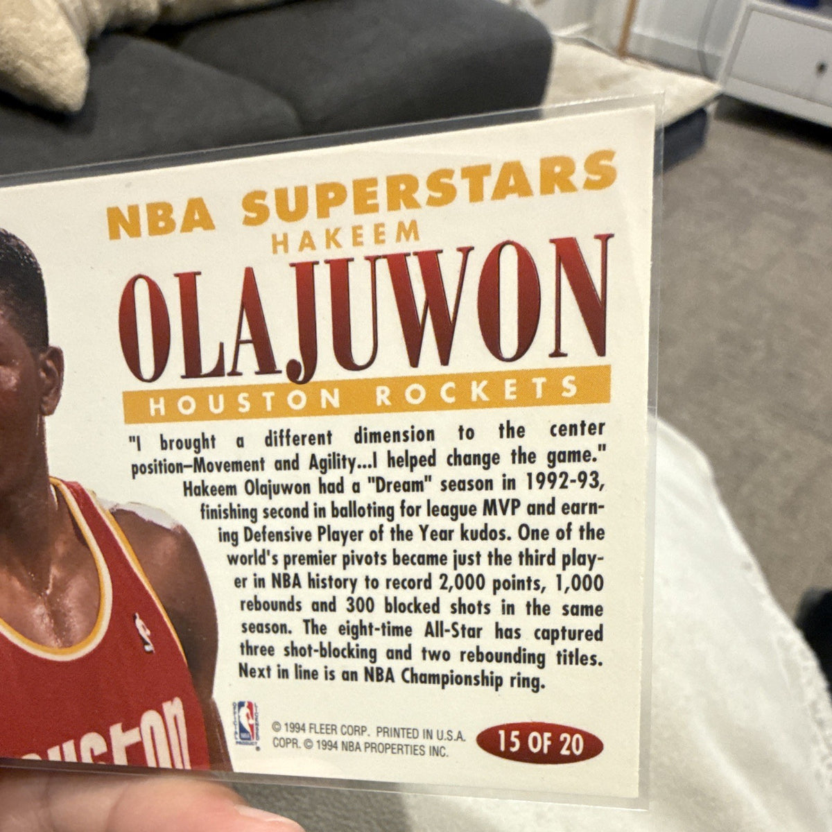 Fleer 1994 NBA Superstars Insert Hakeem Olajuwon Rockets 15/202