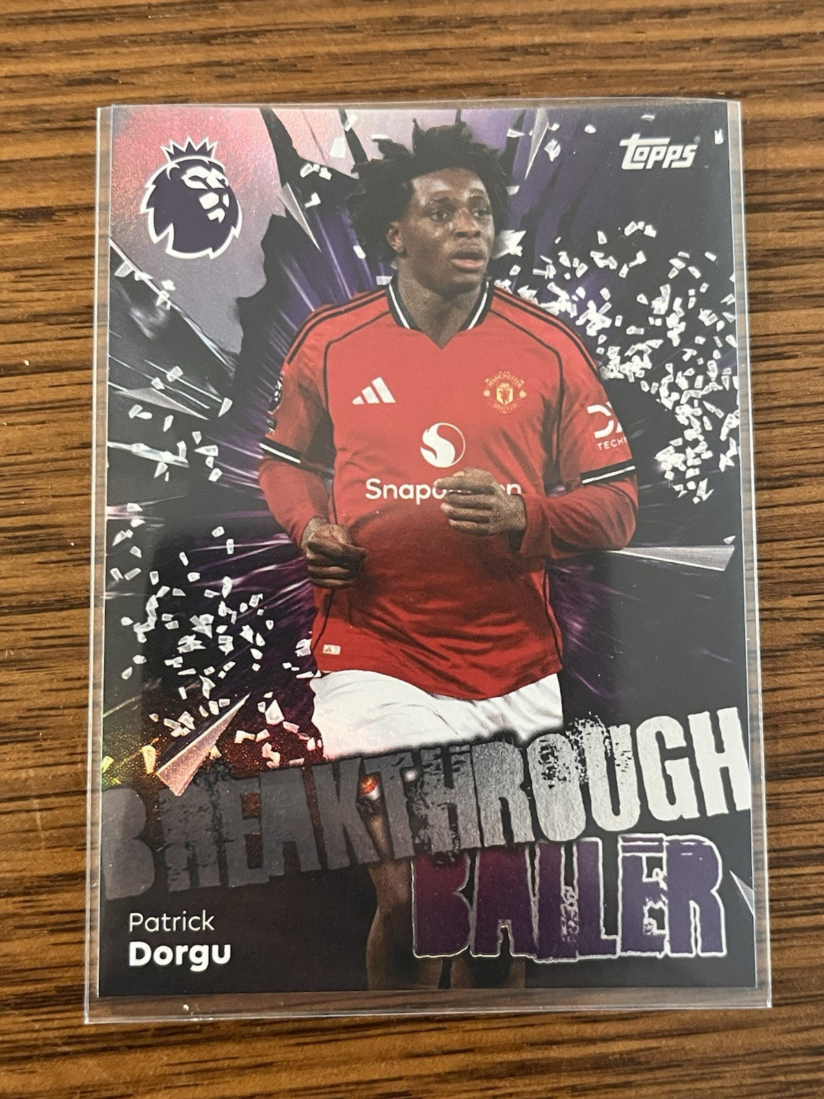 Patrick Dorgu Breakthrough Baller Insert Topps Premier League 216 2025/26 MUFC1