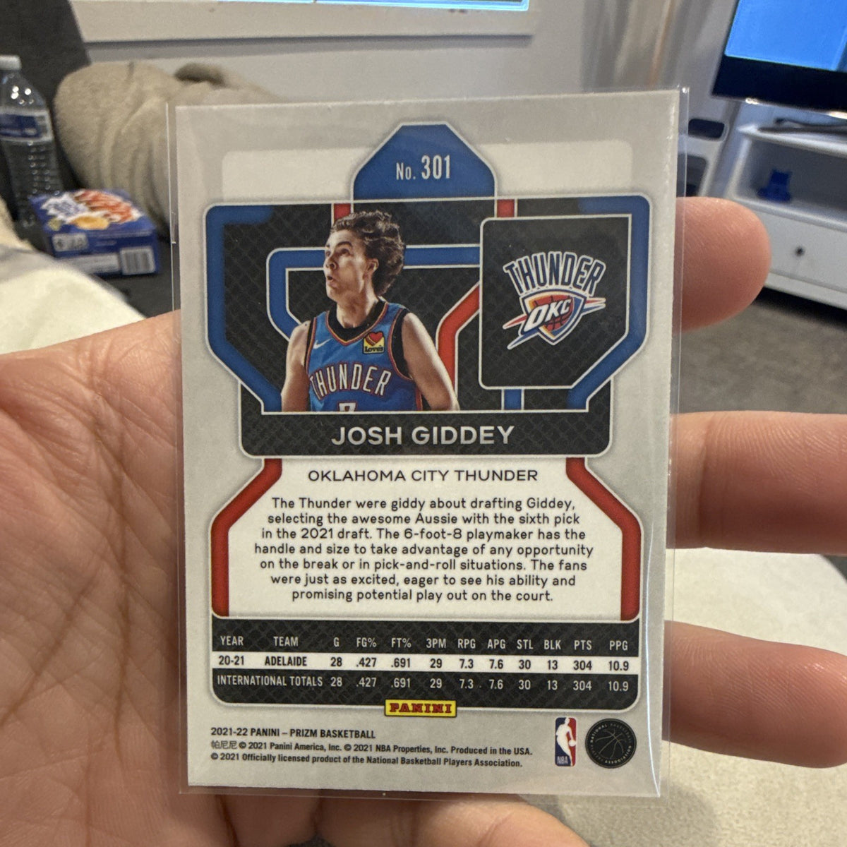Panini 2021 22 Prizm Josh Giddey Rookie RC #301 Oklahoma City Thunder2