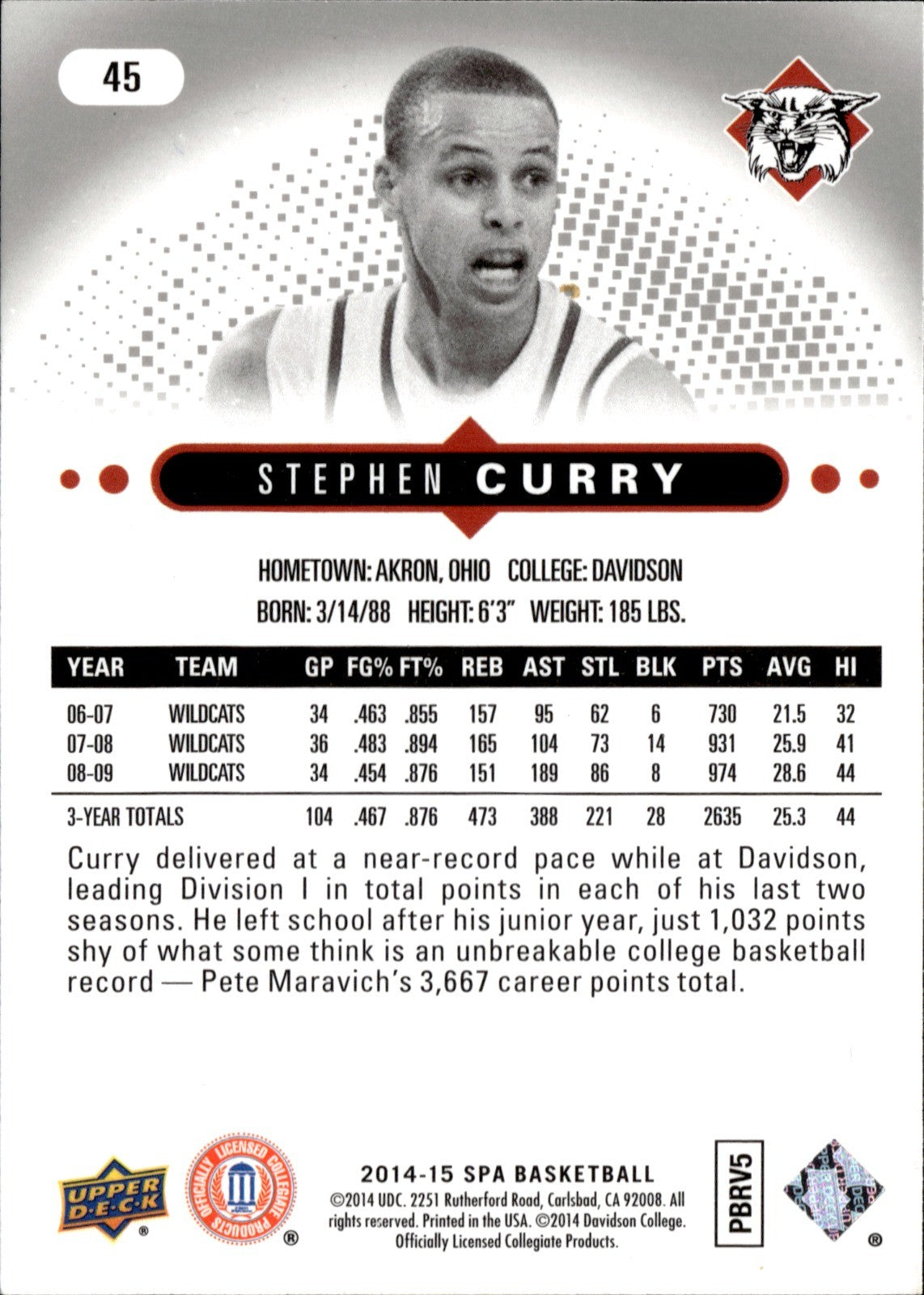 Stephen Curry Base SP Authentic 45 NM1
