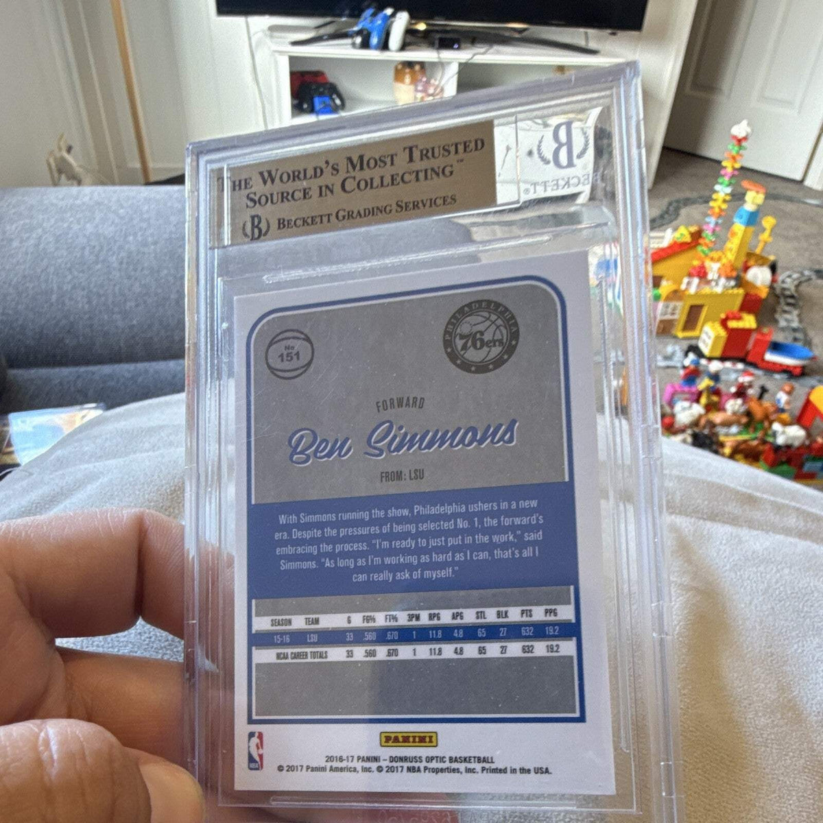 Panini 2016 17 Donruss Optic Ben Simmons Rookie 151 BGS 9.5 Basketball1