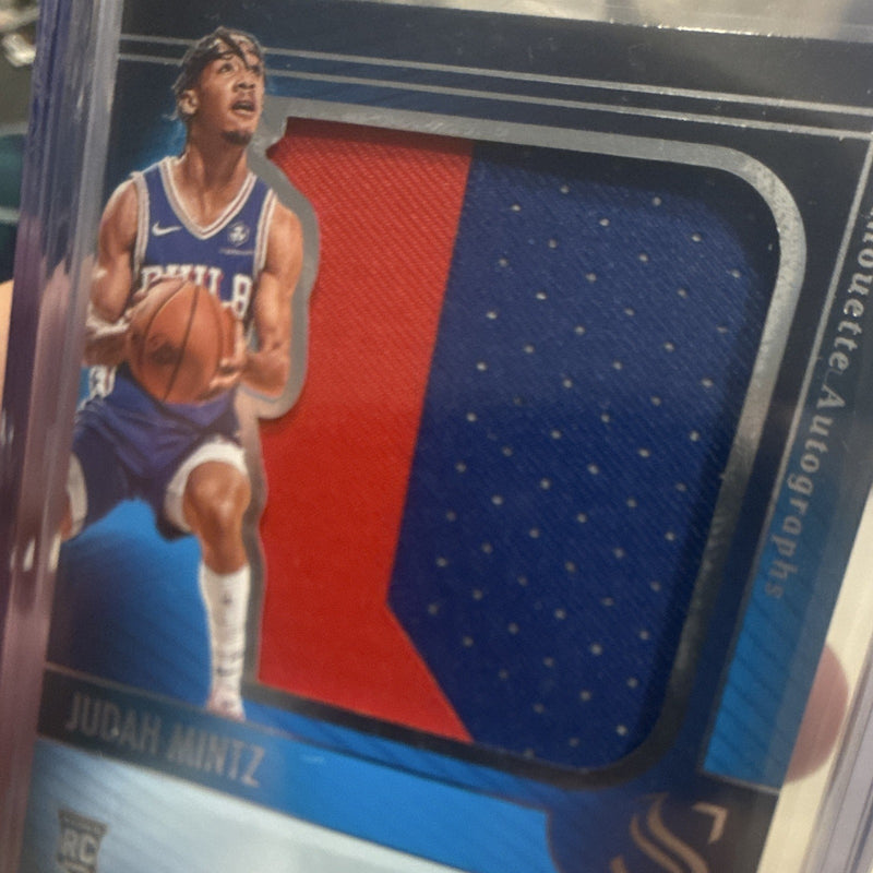 Panini Silhouette Autographs Judah Mintz RC Auto Patch #33 76ers Serial #/994