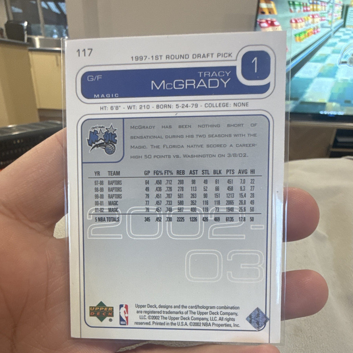 Upper Deck Tracy McGrady Draft Pick Orlando Magic NBA Card 117 20021