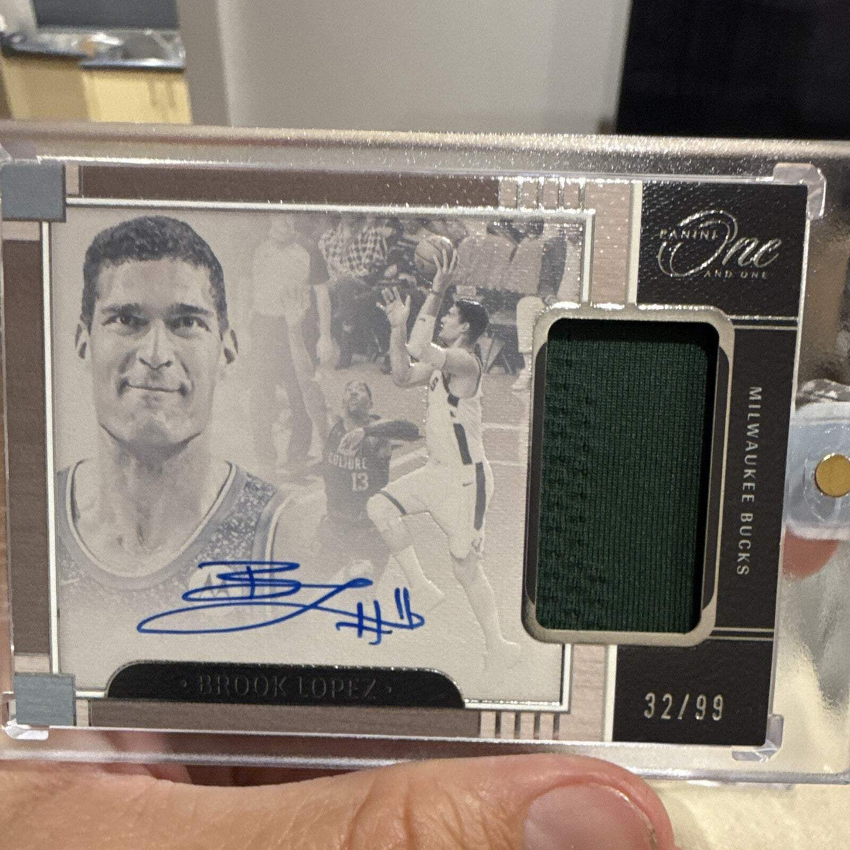 Panini One and One Brook Lopez Auto Patch JA BLZ 32/99 Milwaukee Bucks0