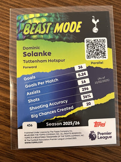 Topps Premier League 2025/26 Beast Mode Parallel Dominic Solanke Spurs 4362