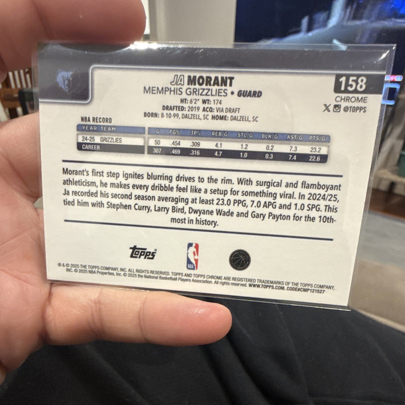 Ja Morant Topps Chrome Basketball NBA 2024 25 Memphis Grizzlies   1581