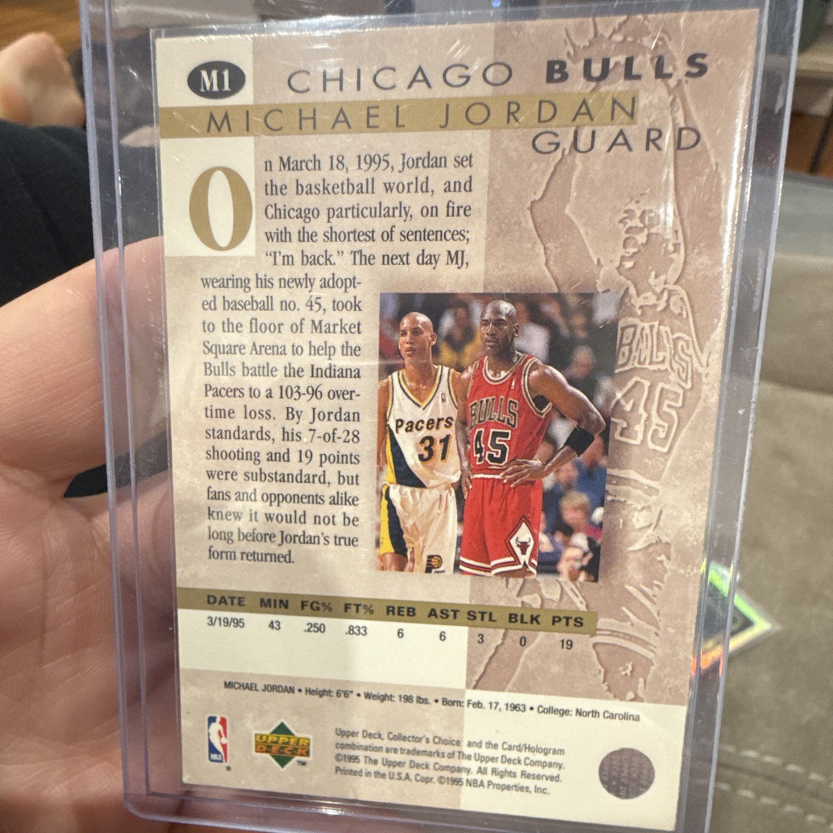 Upper Deck 1995 Collector's Choice Michael Jordan Insert M1 Chicago Bulls NBA1