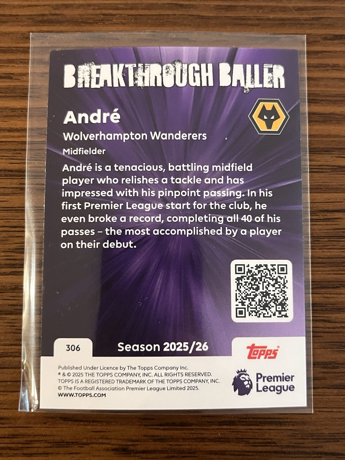 André Breakthrough Baller Topps Premier League Insert 306 2025/262