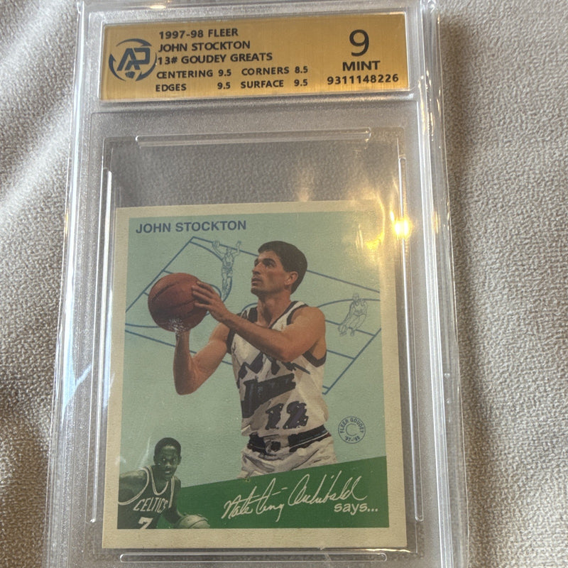 Fleer 1997-98 John Stockton Goudey Greats Insert #13 AiGrading 9 Mint0