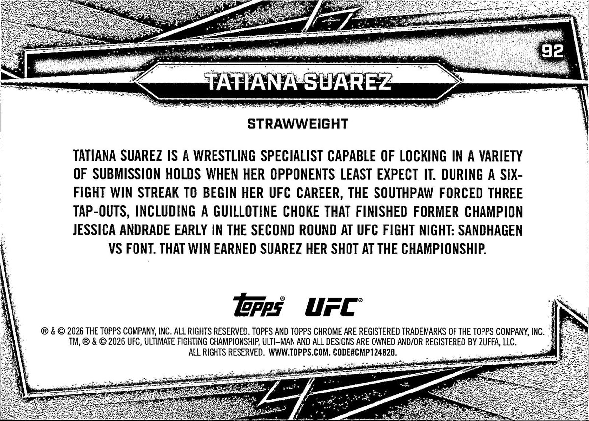 Tatiana Suarez   Refractor 92 Topps Chrome UFC NM1