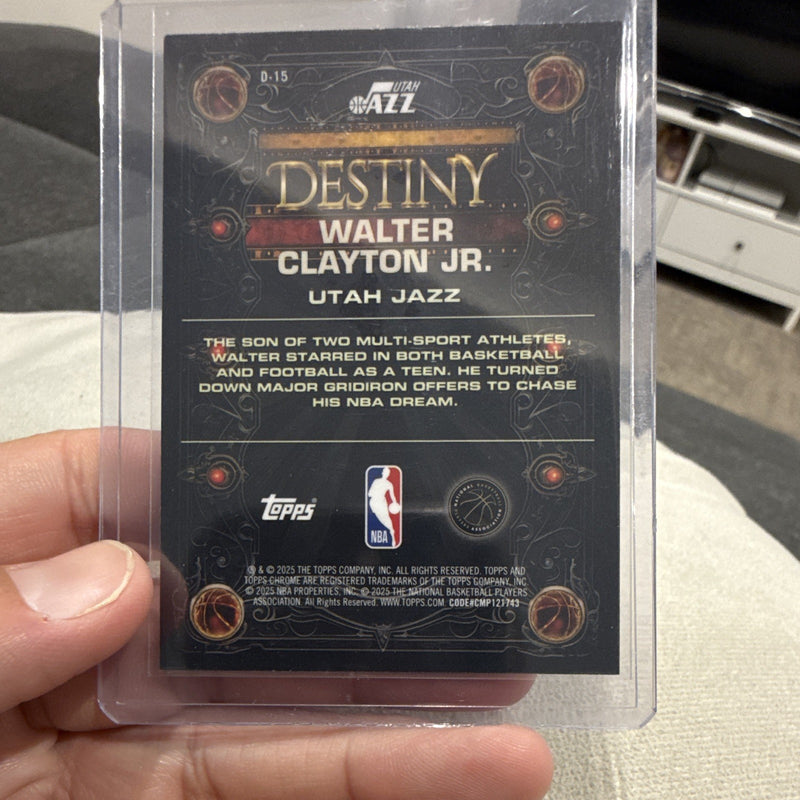 Topps Walter Clayton Jr. Rookie Destiny D-15 Topps Chrome 2025 Utah Jazz1